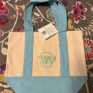 Trader Joe's Light Blue Canvas Tote Bag